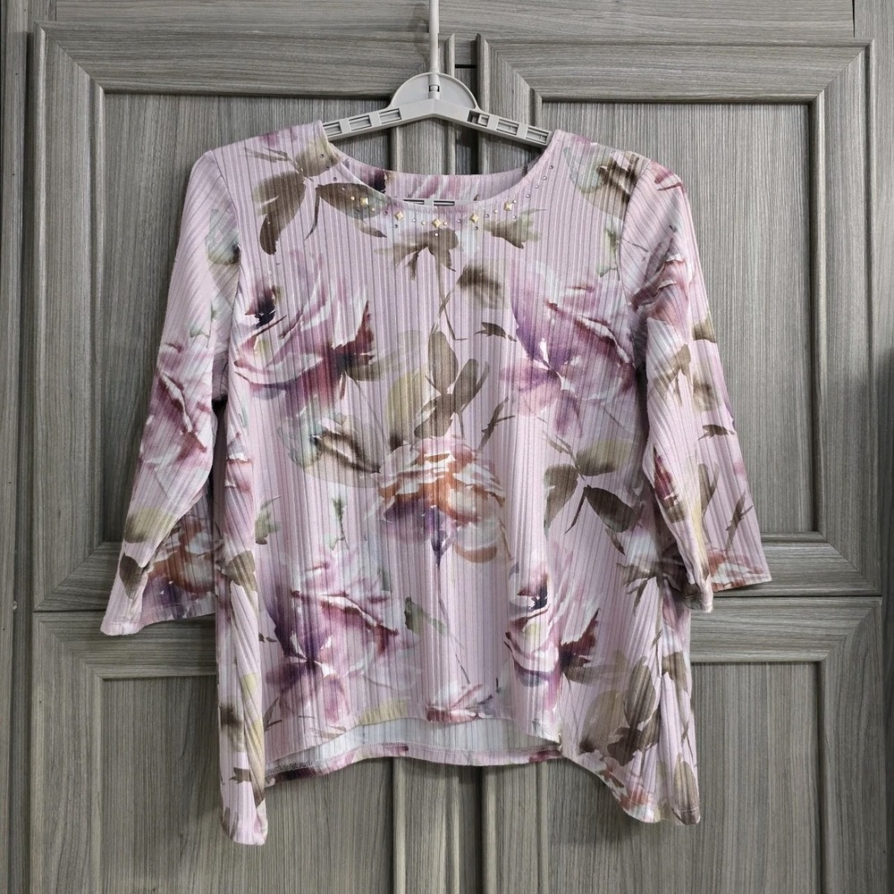 Alfred Dunner Telluride Romantic Floral Womens Size Petite Large